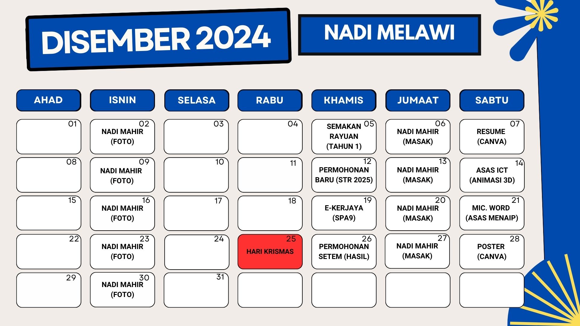 JADUAL AKTIVITI DISEMBER 2024